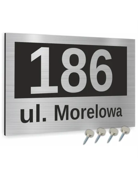 Tabliczka Adresowa Aluminiowa Srebrna Numer Domu Dibond
