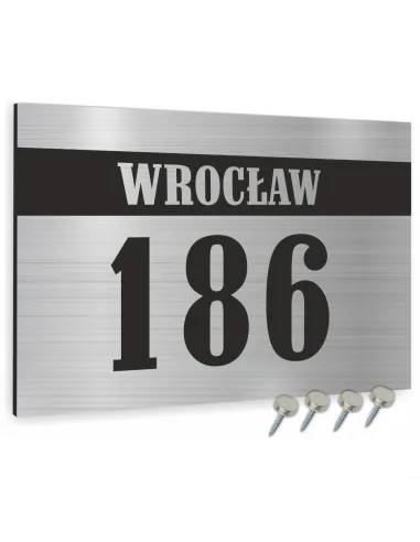 Numer na Dom Srebrny ze Stali Nierdzewnej Inox 20x30 cm