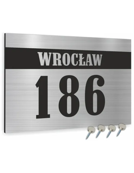 Numer na Dom Srebrny ze Stali Nierdzewnej Inox 20x30 cm