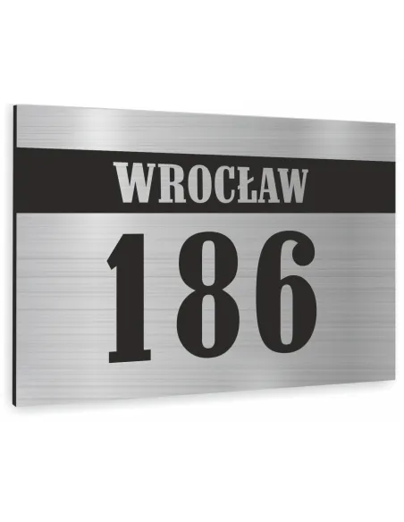 Numer na Dom Srebrny ze Stali Nierdzewnej Inox 20x30 cm