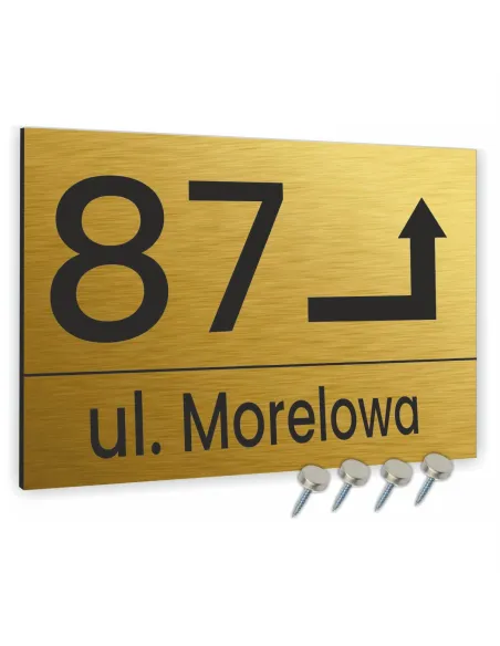 Tabliczka Tablica Adresowa Aluminiowa z Wkrętami Złota