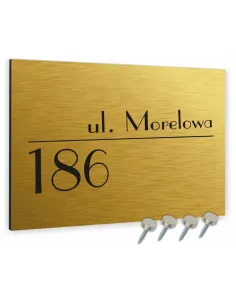 Tablica Tabliczka Adresowa z Numerem Domu 20x15 cm Złota