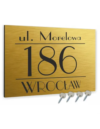 Tabliczka Adresowa Aluminiowa Złota 20x15 Numer Dom Dibond