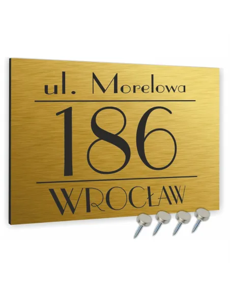 Tabliczka Adresowa Aluminiowa Złota 20x15 Numer Dom Dibond