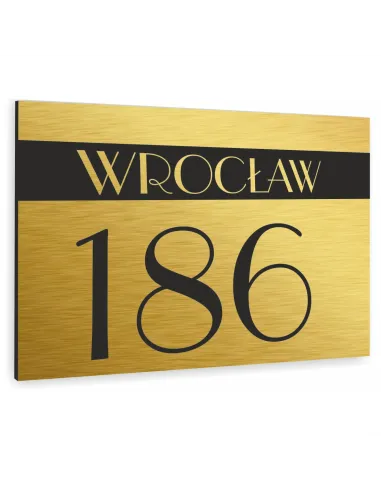 Tablica Adresowa Metal Numer Domu Posesji Dibond Złota
