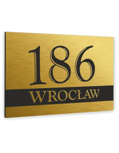 Tabliczka Adresowa Złota z Numer Domu Nazwa Ulicy 15x20