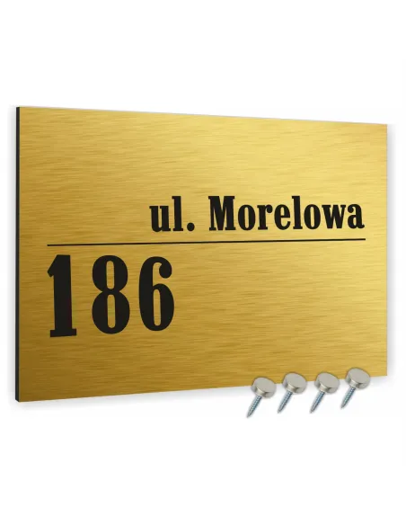 Metalowa Złota Tablica Adresowa Nazwa Ulicy Aluminium 3D