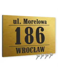 Tablica Adresowa z Numerem Domu Dibond Złota 20x15 cm