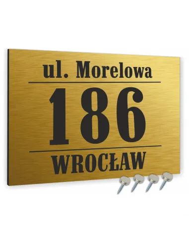 Tablica Adresowa z Numerem Domu Dibond Złota 20x15 cm