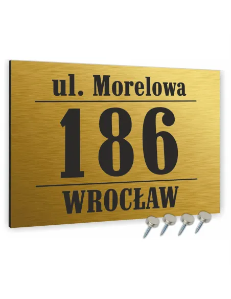 Tablica Adresowa z Numerem Domu Dibond Złota 20x15 cm