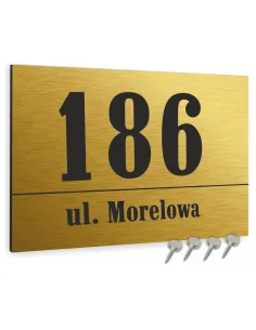Tabliczka Adresowa Złota Dibond 20x15 cm Personalizowany