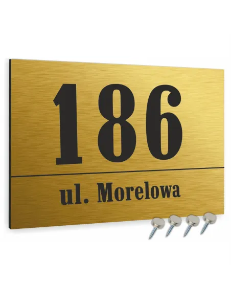 Tabliczka Adresowa Złota Dibond 20x15 cm Personalizowany