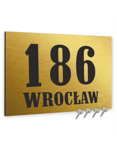 Tabliczka Tablica Adresowa Aluminiowa Złota 20x15 Dibond