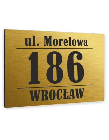 Tablica Adresowa z Numerem Domu Dibond Złota 20x15 cm