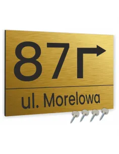 Tabliczka 20x30 cm Adresowa Aluminiowa Strzałką Złota