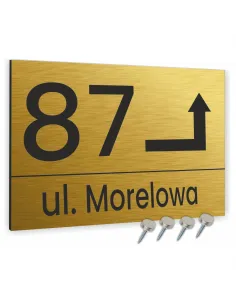 Tabliczka Tablica Adresowa Aluminiowa Wkrętami Złota