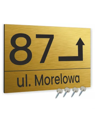 Tabliczka Tablica Adresowa Aluminiowa Wkrętami Złota