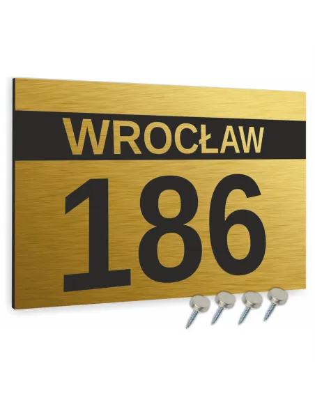 Tabliczka 20x30cm Adresowa Aluminiowa Złota Numer Domu