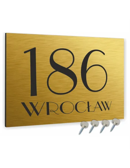 Tabliczka Adresowa Aluminiowa Złota 20x30 cm Dibond