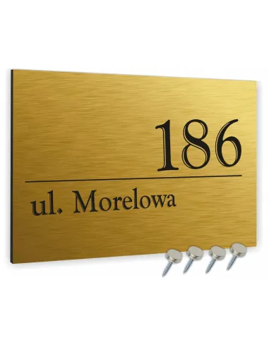 Numer na Budynek Dom Tabliczka Inox Kolor Złoty Aluminium