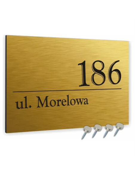 Numer na Budynek Dom Tabliczka Inox Kolor Złoty Aluminium
