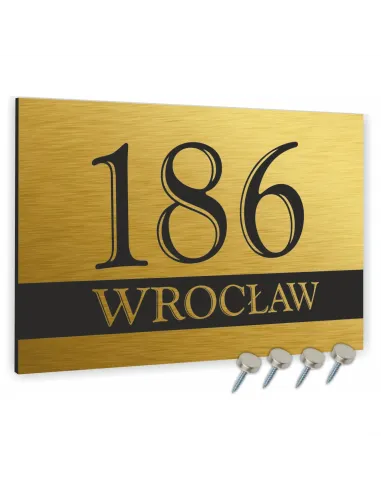 Tabliczka Adresowa Złota z Numer Domu Nazwa Ulicy 30x20