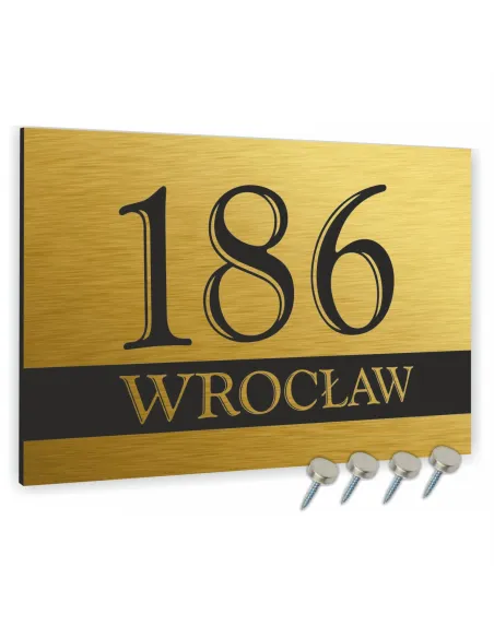 Tabliczka Adresowa Złota z Numer Domu Nazwa Ulicy 30x20