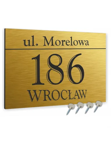 Tabliczka Tablica Aluminiowa Adresowa Numer Domu Złota