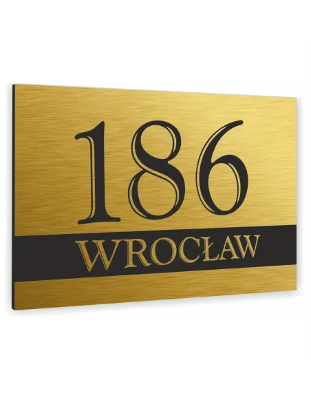 Tabliczka Adresowa Złota z Numer Domu Nazwa Ulicy 30x20