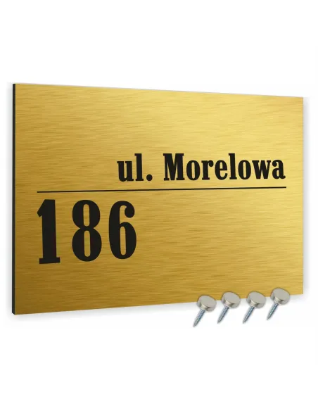 Tablica Adresowa Metalowa Złota Nazwa Ulicy Aluminium 3D