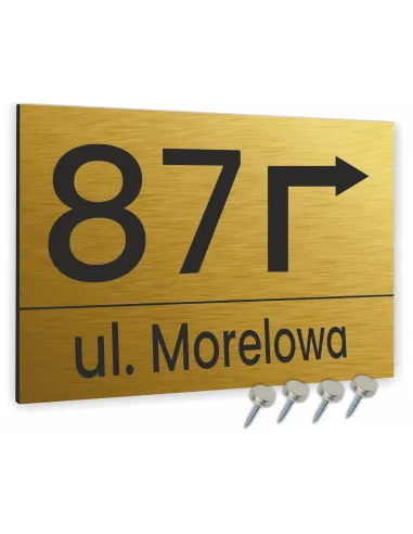 Tabliczka 40x30 cm Adresowa Aluminiowa Strzałką Złota