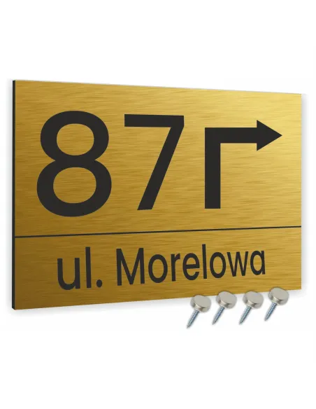 Tabliczka 40x30 cm Adresowa Aluminiowa Strzałką Złota