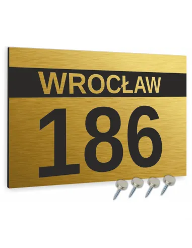 Tabliczka Adresowa Aluminiowa Złota Numer Domu Dibond