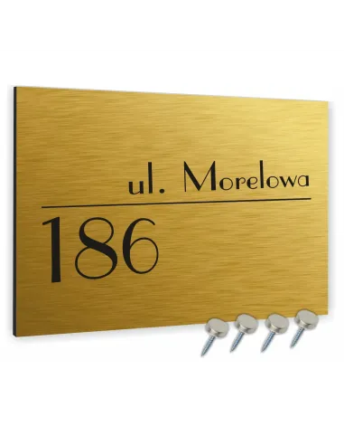 Tablica Tabliczka Adresowa z Numerem Domu 40x30 cm Złota