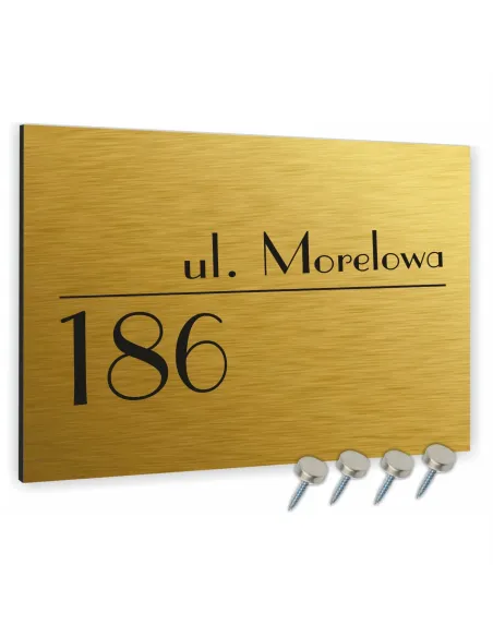 Tablica Tabliczka Adresowa z Numerem Domu 40x30 cm Złota