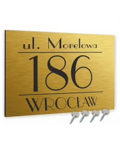 Tabliczka Adresowa Aluminiowa Złota 40x30 Numer Dom Dibond