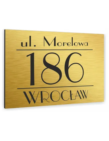 Tabliczka Adresowa Aluminiowa Złota 40x30 Numer Dom Dibond
