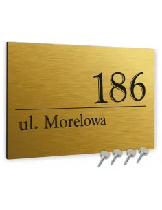 Tabliczka 40x30 cm Numer Budynek Dom Inox Kolor Złoty