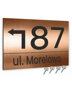 Tabliczka Tablica Adresowa Numer Domu Strzałka Miedziana