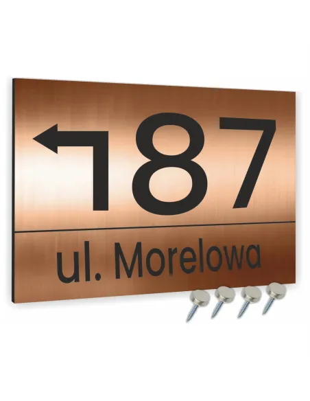 Tabliczka Tablica Adresowa Numer Domu Strzałka Miedziana