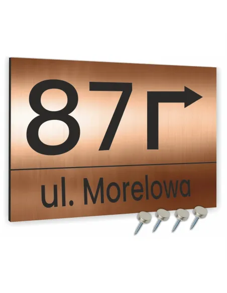 Tabliczka 20x15 cm Adresowa Aluminiowa Strzałką Miedziana