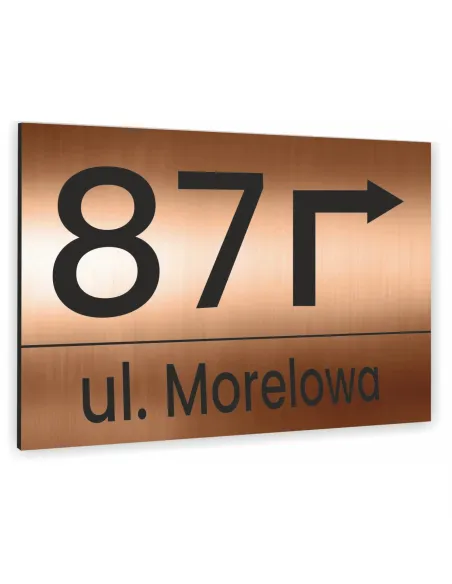 Tabliczka 20x15 cm Adresowa Aluminiowa Strzałką Miedziana