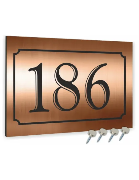 Tabliczka 20x15 cm Numer Budynek Dom Inox Kolor Miedziany