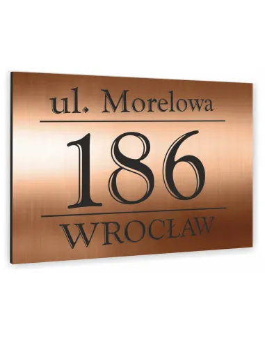 Tabliczka Adresowa Miedziana z Numer Domu Nazwa Ulicy 15x20