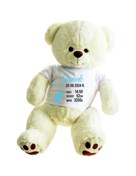 Pluszowy Beżowy Miś z – Koszulką Dziecka Meryczką Haft