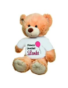 Pluszowy Jasnobrązowy Miś z Koszulką Prezent dla Dziecka