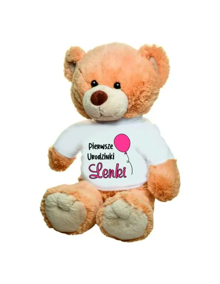 Pluszowy Jasnobrązowy Miś z Koszulką Prezent dla Dziecka