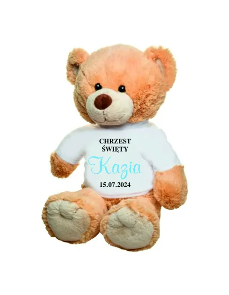 Pluszowy Jasnobrązowy Miś z – Koszulką Prezent Dziecka