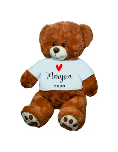 Pluszowy Miś Brązowy z Koszulką Haftem Prezent Dziecka