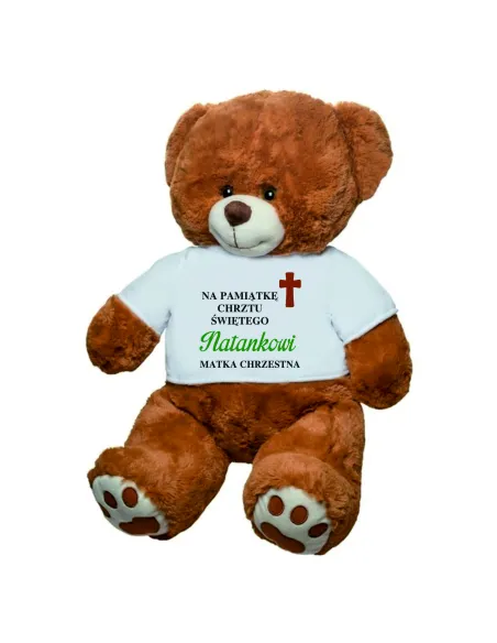 Pluszowy Miś Brązowy z Haftem na Prezent Koszulką Haftem